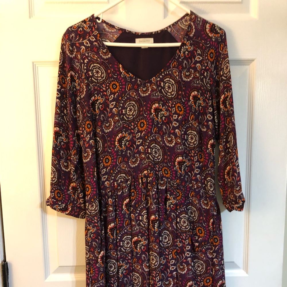 Fall dress - maroon floral with pockets